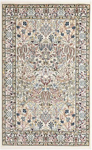 Ivory 5' 3 x 8' Narenj Rectangle Area Rug 85% Polypropylene & 15% Polyester Traditional Classic Carpet for Living, Dining, Bedrooms, Office for Sale at Rug Engine