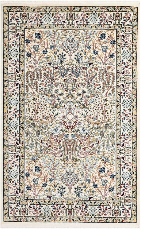 Ivory 5' 3 x 8' Narenj Rectangle Area Rug 85% Polypropylene & 15% Polyester Traditional Classic Carpet for Living, Dining, Bedrooms, Office for Sale at Rug Engine