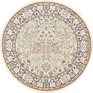 Ivory 10' x 10' Narenj Round Area Rug 85% Polypropylene & 15% Polyester Traditional Classic Carpet for Living, Dining, Bedrooms, Office for Sale at Rug Engine