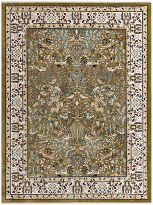 Green 10' x 13' Narenj Rectangle Area Rug 85% Polypropylene & 15% Polyester Traditional Classic Carpet for Living, Dining, Bedrooms, Office for Sale at Rug Engine