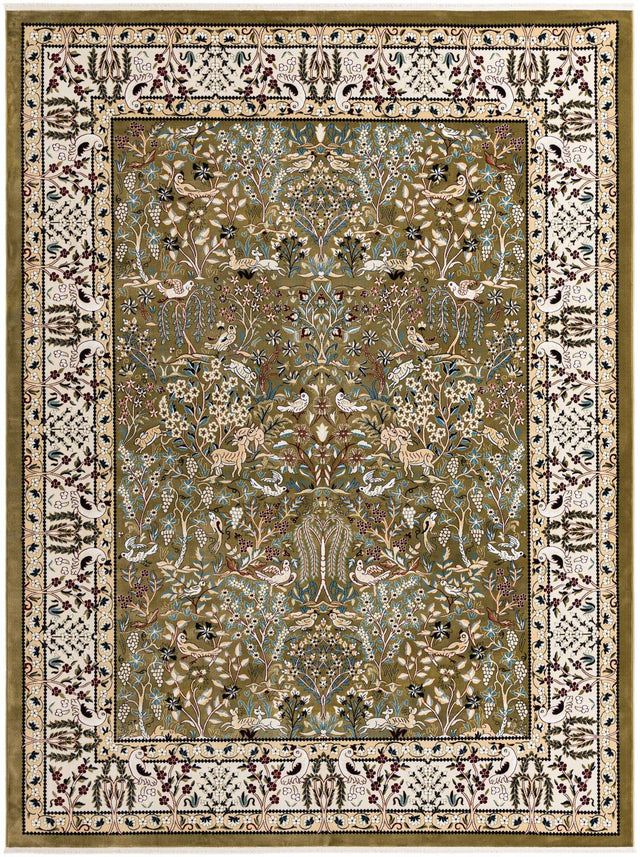 Green 10' x 13' Narenj Rectangle Area Rug 85% Polypropylene & 15% Polyester Traditional Classic Carpet for Living, Dining, Bedrooms, Office for Sale at Rug Engine