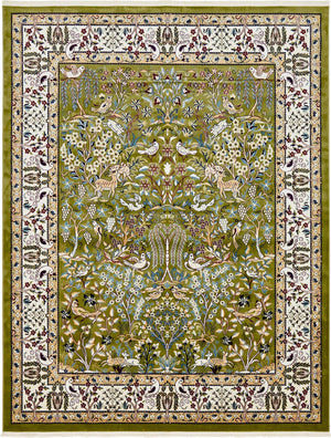 Green 7' 10 x 10' Narenj Rectangle Area Rug 85% Polypropylene & 15% Polyester Traditional Classic Carpet for Living, Dining, Bedrooms, Office for Sale at Rug Engine