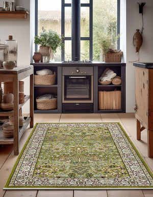 Green 10' x 13' Narenj Rectangle Area Rug 85% Polypropylene & 15% Polyester Traditional Classic Carpet for Living, Dining, Bedrooms, Office for Sale at Rug Engine