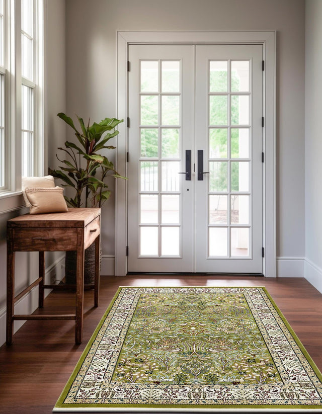Green 10' x 13' Narenj Rectangle Area Rug 85% Polypropylene & 15% Polyester Traditional Classic Carpet for Living, Dining, Bedrooms, Office for Sale at Rug Engine