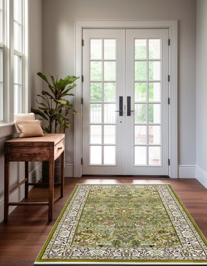 Green 3' 1 x 5' 3 Narenj Rectangle Area Rug 85% Polypropylene & 15% Polyester Traditional Classic Carpet for Living, Dining, Bedrooms, Office for Sale at Rug Engine