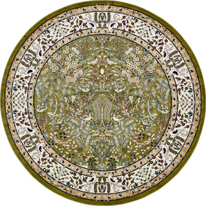 Green 10' x 10' Narenj Round Area Rug 85% Polypropylene & 15% Polyester Traditional Classic Carpet for Living, Dining, Bedrooms, Office for Sale at Rug Engine