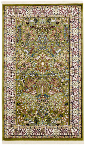Green 3' 1 x 5' 3 Narenj Rectangle Area Rug 85% Polypropylene & 15% Polyester Traditional Classic Carpet for Living, Dining, Bedrooms, Office for Sale at Rug Engine