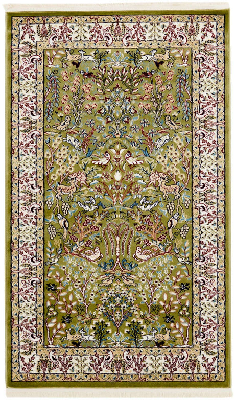Green 3' 1 x 5' 3 Narenj Rectangle Area Rug 85% Polypropylene & 15% Polyester Traditional Classic Carpet for Living, Dining, Bedrooms, Office for Sale at Rug Engine