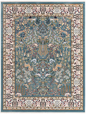 Blue 7' 10 x 10' Narenj Rectangle Area Rug 85% Polypropylene & 15% Polyester Traditional Classic Carpet for Living, Dining, Bedrooms, Office for Sale at Rug Engine