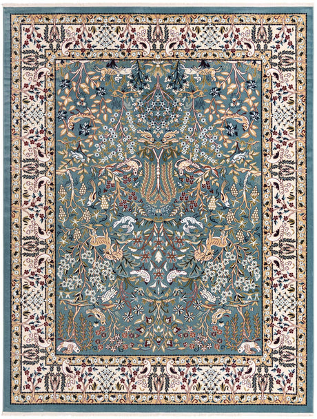 Blue 7' 10 x 10' Narenj Rectangle Area Rug 85% Polypropylene & 15% Polyester Traditional Classic Carpet for Living, Dining, Bedrooms, Office for Sale at Rug Engine