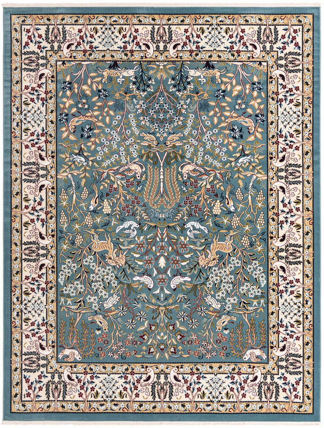 Blue 7' 10 x 10' Narenj Rectangle Area Rug 85% Polypropylene & 15% Polyester Traditional Classic Carpet for Living, Dining, Bedrooms, Office for Sale at Rug Engine