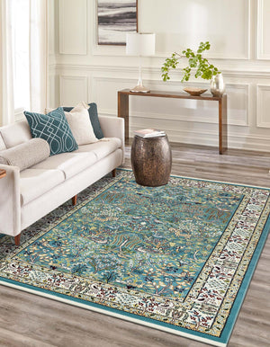 Blue 5' 3 x 8' Narenj Rectangle Area Rug 85% Polypropylene & 15% Polyester Traditional Classic Carpet for Living, Dining, Bedrooms, Office for Sale at Rug Engine