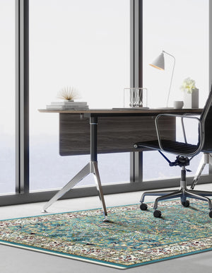 Blue 5' 3 x 8' Narenj Rectangle Area Rug 85% Polypropylene & 15% Polyester Traditional Classic Carpet for Living, Dining, Bedrooms, Office for Sale at Rug Engine