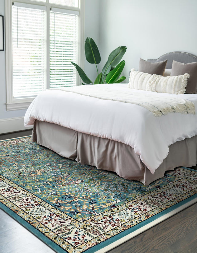 Blue 5' 3 x 8' Narenj Rectangle Area Rug 85% Polypropylene & 15% Polyester Traditional Classic Carpet for Living, Dining, Bedrooms, Office for Sale at Rug Engine