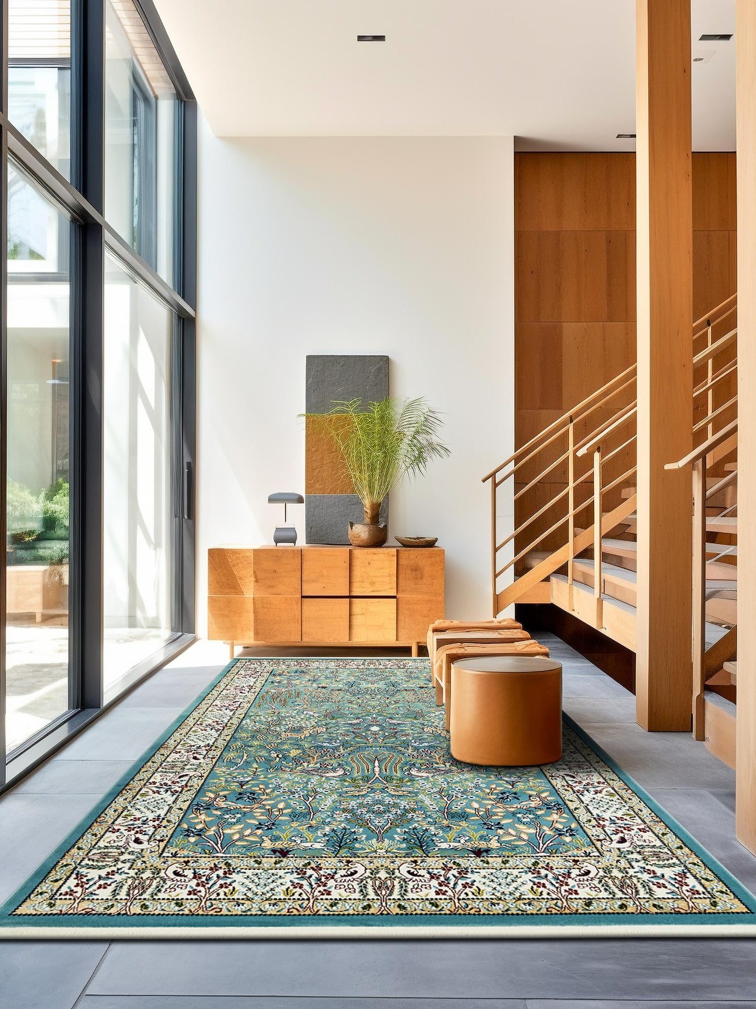 Blue 10' x 14' 1 Narenj Rectangle Area Rug 85% Polypropylene & 15% Polyester Traditional Classic Carpet for Living, Dining, Bedrooms, Office for Sale at Rug Engine