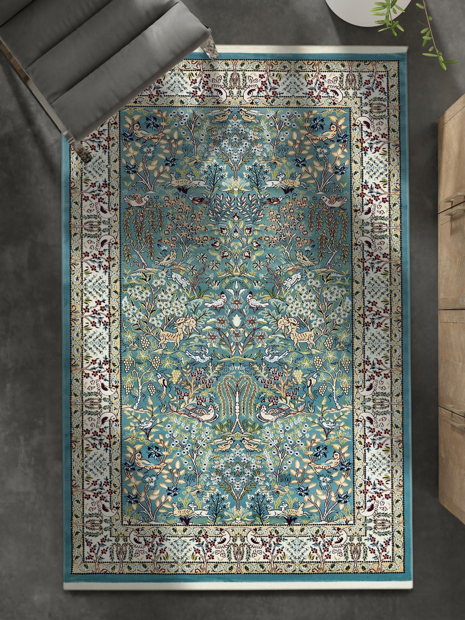Blue 10' x 14' 1 Narenj Rectangle Area Rug 85% Polypropylene & 15% Polyester Traditional Classic Carpet for Living, Dining, Bedrooms, Office for Sale at Rug Engine