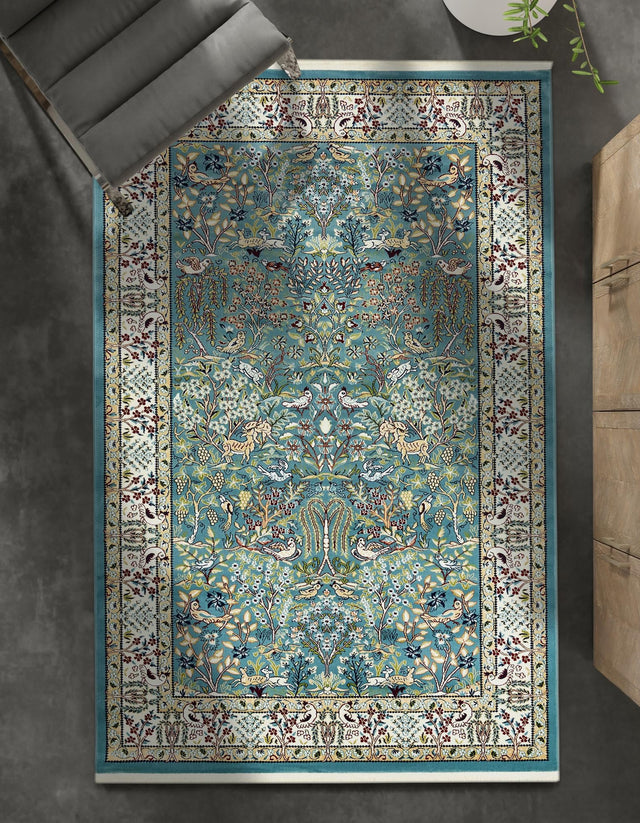 Blue 10' x 14' 1 Narenj Rectangle Area Rug 85% Polypropylene & 15% Polyester Traditional Classic Carpet for Living, Dining, Bedrooms, Office for Sale at Rug Engine