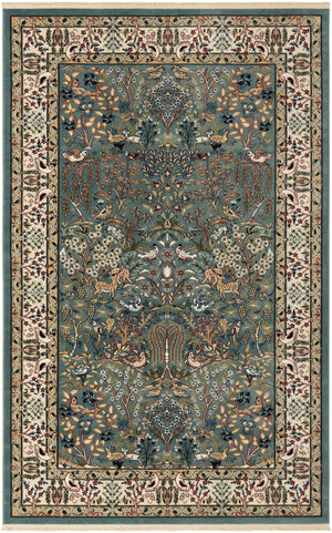 Blue 5' 3 x 8' Narenj Rectangle Area Rug 85% Polypropylene & 15% Polyester Traditional Classic Carpet for Living, Dining, Bedrooms, Office for Sale at Rug Engine