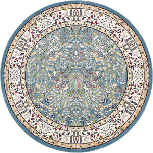Blue 10' x 10' Narenj Round Area Rug 85% Polypropylene & 15% Polyester Traditional Classic Carpet for Living, Dining, Bedrooms, Office for Sale at Rug Engine