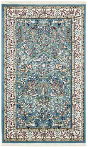 Blue 3' 1 x 5' 3 Narenj Rectangle Area Rug 85% Polypropylene & 15% Polyester Traditional Classic Carpet for Living, Dining, Bedrooms, Office for Sale at Rug Engine