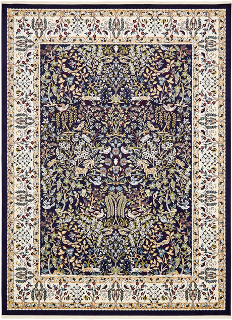 Navy Blue 10' x 13' Narenj Rectangle Area Rug 85% Polypropylene & 15% Polyester Traditional Classic Carpet for Living, Dining, Bedrooms, Office for Sale at Rug Engine