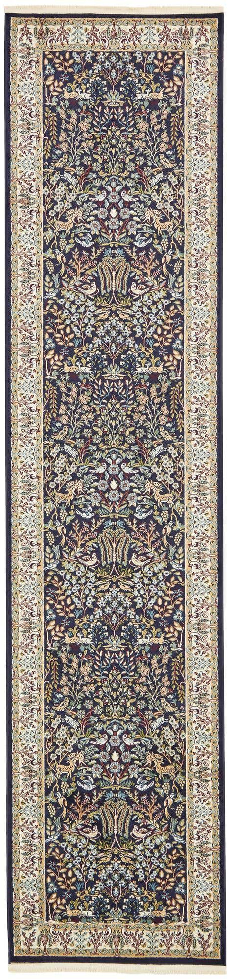 Navy Blue 2' 11 x 13' 1 Narenj Runner Area Rug 85% Polypropylene & 15% Polyester Traditional Classic Carpet for Living, Dining, Bedrooms, Office for Sale at Rug Engine