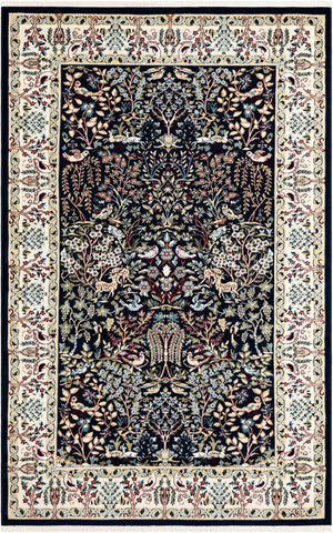 Navy Blue 5' 3 x 8' Narenj Rectangle Area Rug 85% Polypropylene & 15% Polyester Traditional Classic Carpet for Living, Dining, Bedrooms, Office for Sale at Rug Engine