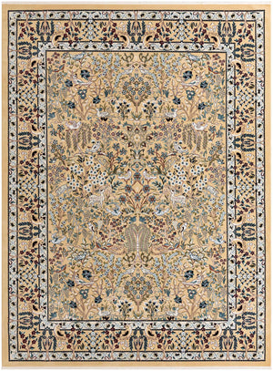Beige 10' x 13' Narenj Rectangle Area Rug 85% Polypropylene & 15% Polyester Traditional Classic Carpet for Living, Dining, Bedrooms, Office for Sale at Rug Engine