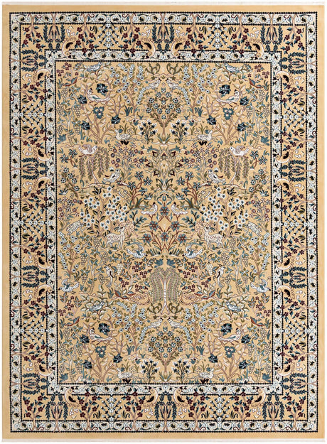 Beige 10' x 13' Narenj Rectangle Area Rug 85% Polypropylene & 15% Polyester Traditional Classic Carpet for Living, Dining, Bedrooms, Office for Sale at Rug Engine