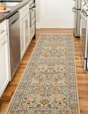 Beige 2' 11 x 13' 1 Narenj Runner Area Rug 85% Polypropylene & 15% Polyester Traditional Classic Carpet for Living, Dining, Bedrooms, Office for Sale at Rug Engine