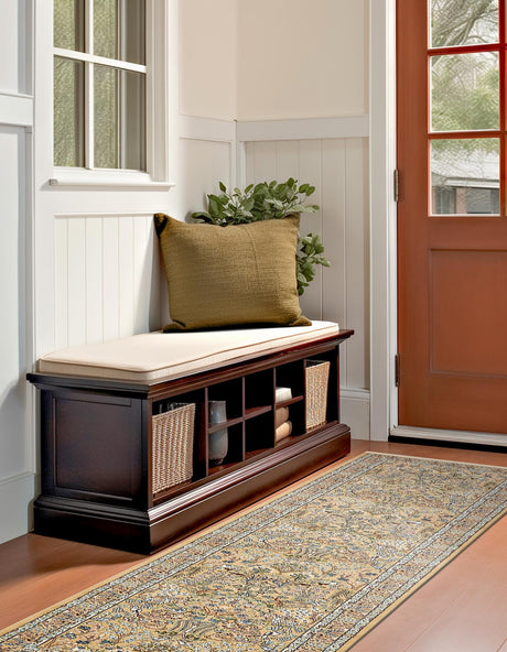 Beige 2' 11 x 13' 1 Narenj Runner Area Rug 85% Polypropylene & 15% Polyester Traditional Classic Carpet for Living, Dining, Bedrooms, Office for Sale at Rug Engine