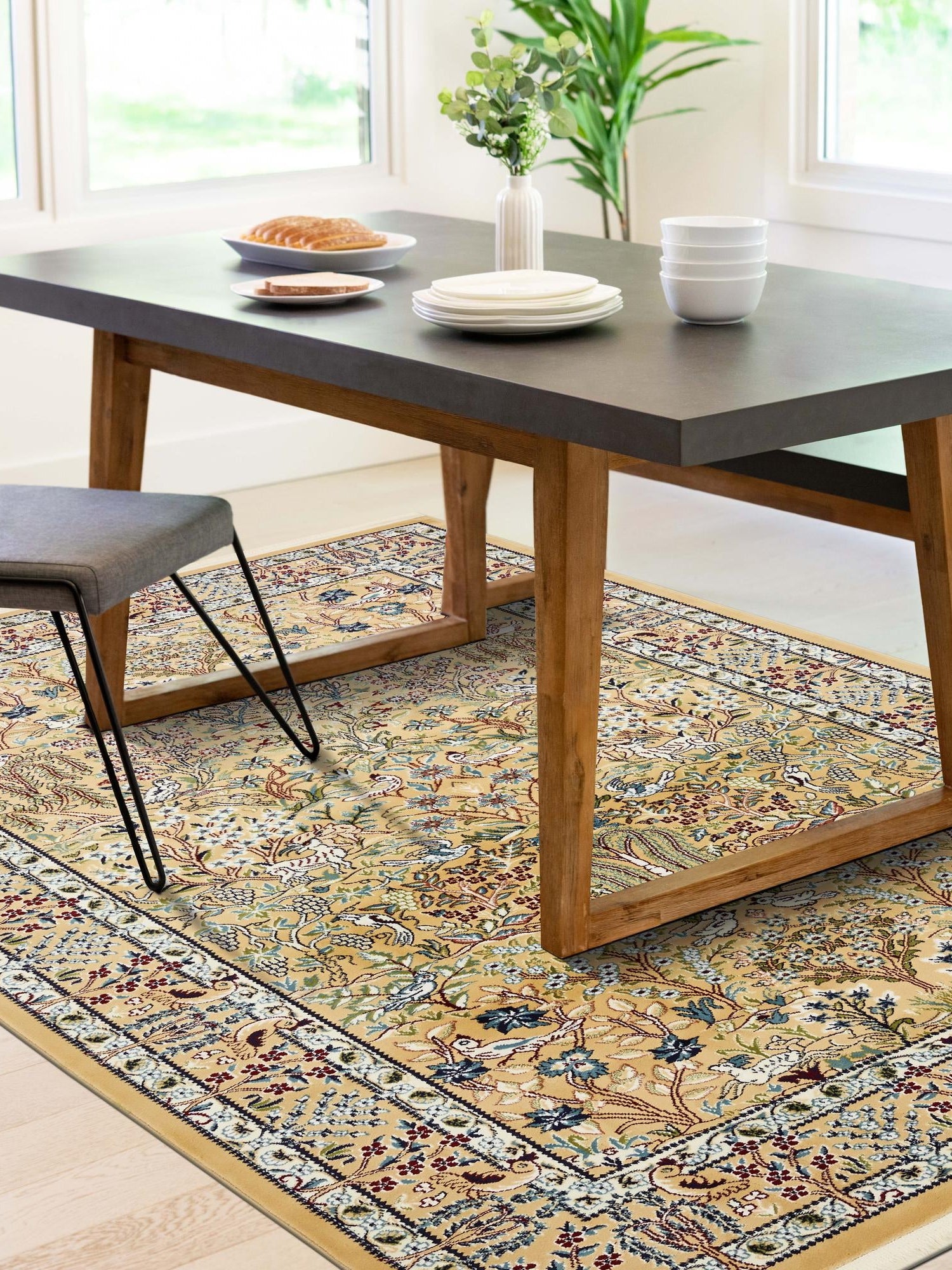 Beige 3' 1 x 5' 3 Narenj Rectangle Area Rug 85% Polypropylene & 15% Polyester Traditional Classic Carpet for Living, Dining, Bedrooms, Office for Sale at Rug Engine