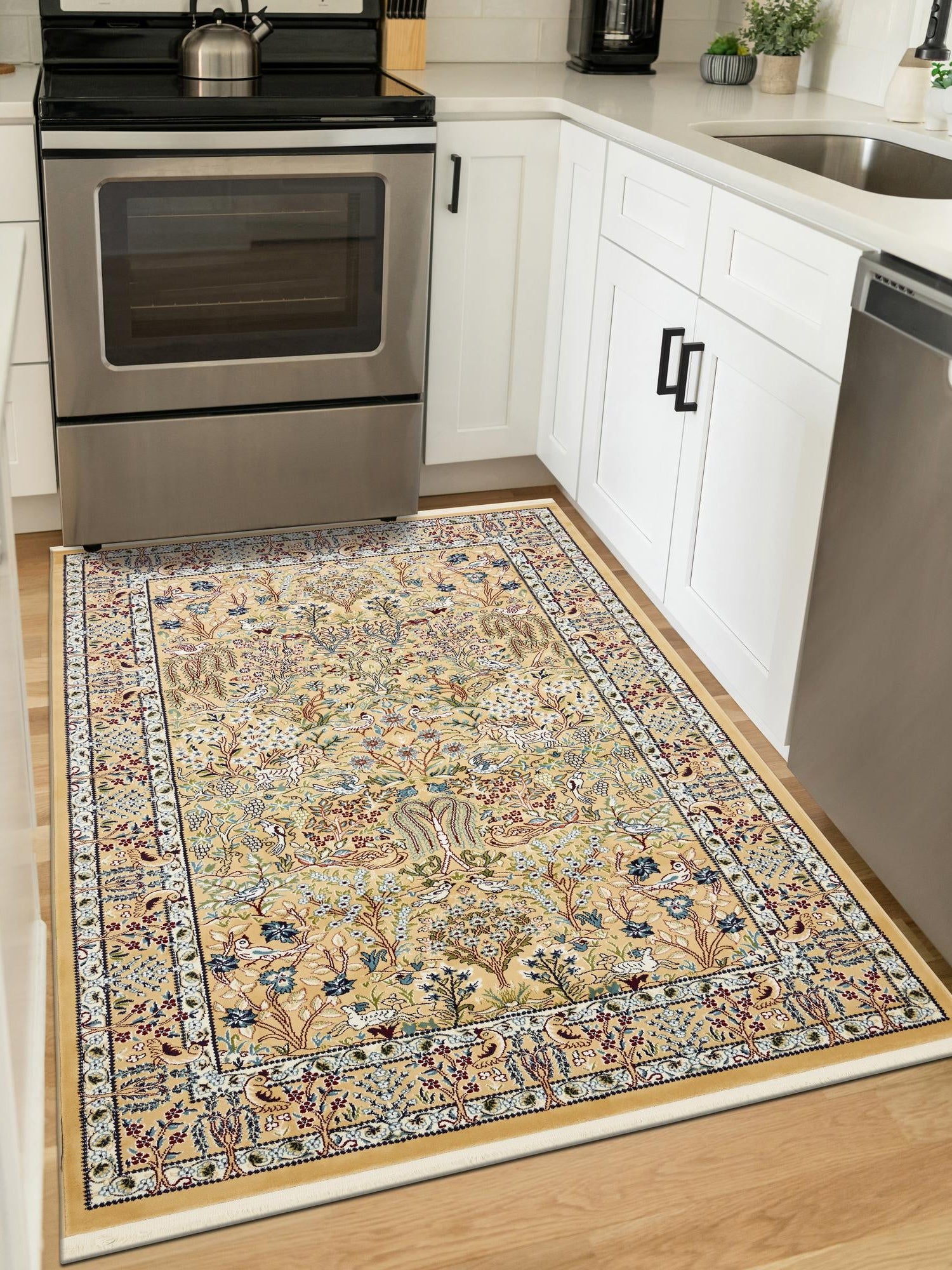 Beige 3' 1 x 5' 3 Narenj Rectangle Area Rug 85% Polypropylene & 15% Polyester Traditional Classic Carpet for Living, Dining, Bedrooms, Office for Sale at Rug Engine
