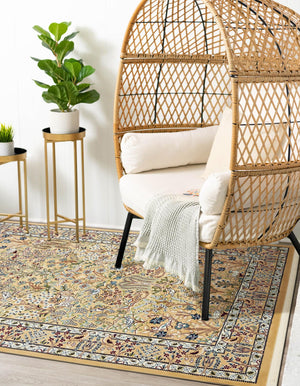 Beige 10' x 13' Narenj Rectangle Area Rug 85% Polypropylene & 15% Polyester Traditional Classic Carpet for Living, Dining, Bedrooms, Office for Sale at Rug Engine