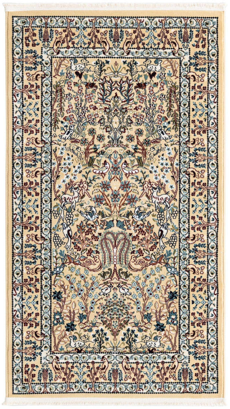 Beige 3' 1 x 5' 3 Narenj Rectangle Area Rug 85% Polypropylene & 15% Polyester Traditional Classic Carpet for Living, Dining, Bedrooms, Office for Sale at Rug Engine