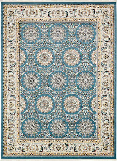 Blue 10' x 13' Narenj Rectangle Area Rug 85% Polypropylene & 15% Polyester Traditional Classic Carpet for Living, Dining, Bedrooms, Office for Sale at Rug Engine