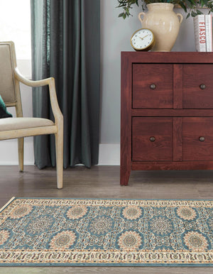 Blue 2' 11 x 13' 1 Narenj Runner Area Rug 85% Polypropylene & 15% Polyester Traditional Classic Carpet for Living, Dining, Bedrooms, Office for Sale at Rug Engine