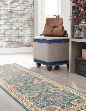 Blue 2' 11 x 13' 1 Narenj Runner Area Rug 85% Polypropylene & 15% Polyester Traditional Classic Carpet for Living, Dining, Bedrooms, Office for Sale at Rug Engine