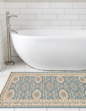 Blue 2' 11 x 13' 1 Narenj Runner Area Rug 85% Polypropylene & 15% Polyester Traditional Classic Carpet for Living, Dining, Bedrooms, Office for Sale at Rug Engine