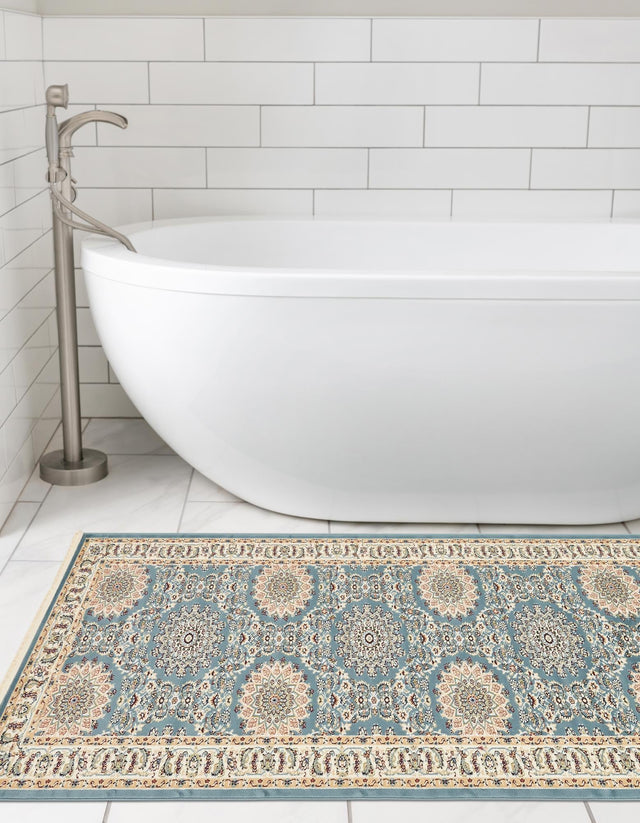 Blue 2' 11 x 13' 1 Narenj Runner Area Rug 85% Polypropylene & 15% Polyester Traditional Classic Carpet for Living, Dining, Bedrooms, Office for Sale at Rug Engine