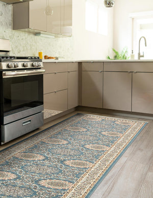 Blue 2' 11 x 13' 1 Narenj Runner Area Rug 85% Polypropylene & 15% Polyester Traditional Classic Carpet for Living, Dining, Bedrooms, Office for Sale at Rug Engine
