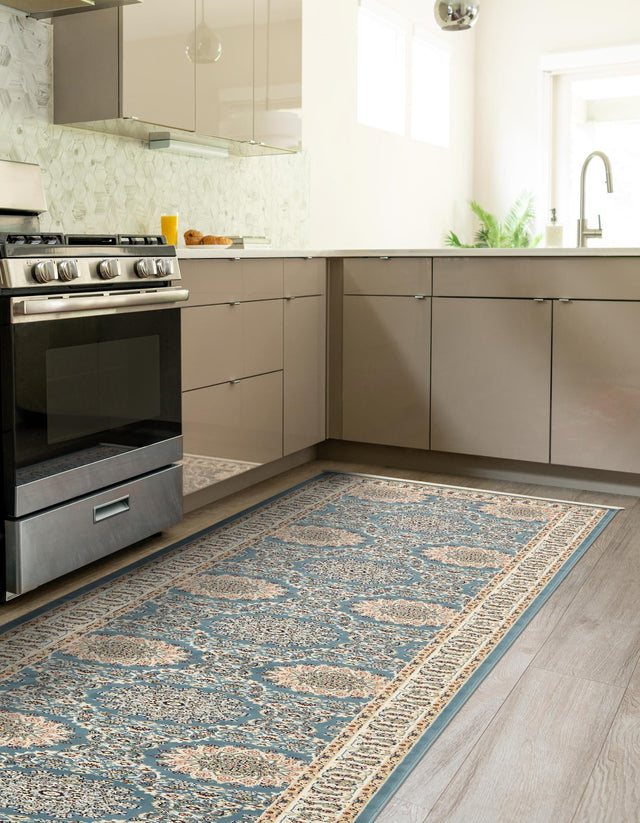 Blue 2' 11 x 13' 1 Narenj Runner Area Rug 85% Polypropylene & 15% Polyester Traditional Classic Carpet for Living, Dining, Bedrooms, Office for Sale at Rug Engine