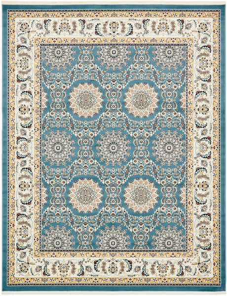 Blue 7' 10 x 10' Narenj Rectangle Area Rug 85% Polypropylene & 15% Polyester Traditional Classic Carpet for Living, Dining, Bedrooms, Office for Sale at Rug Engine