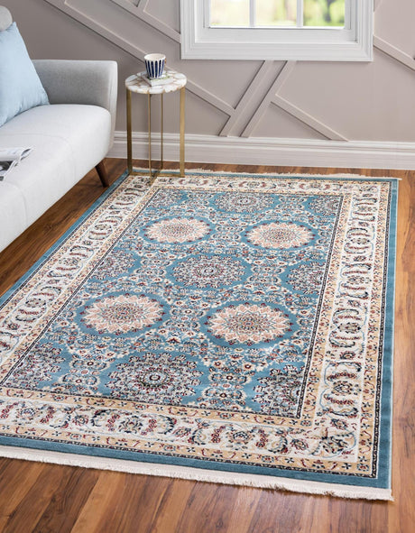 Blue 5' 3 x 8' Narenj Rectangle Area Rug 85% Polypropylene & 15% Polyester Traditional Classic Carpet for Living, Dining, Bedrooms, Office for Sale at Rug Engine