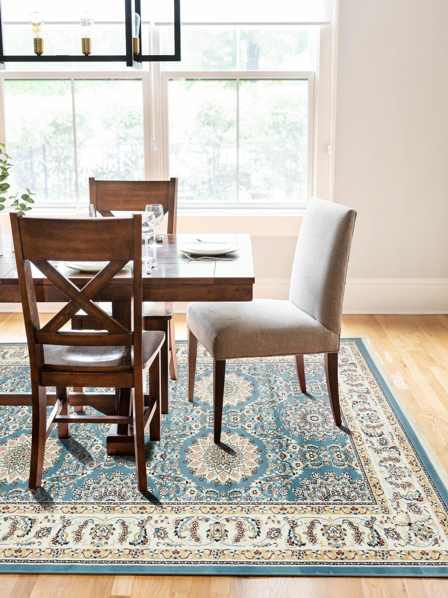 Blue 5' 3 x 8' Narenj Rectangle Area Rug 85% Polypropylene & 15% Polyester Traditional Classic Carpet for Living, Dining, Bedrooms, Office for Sale at Rug Engine