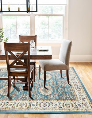 Blue 5' 3 x 8' Narenj Rectangle Area Rug 85% Polypropylene & 15% Polyester Traditional Classic Carpet for Living, Dining, Bedrooms, Office for Sale at Rug Engine