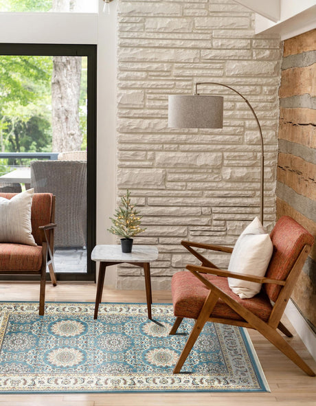 Blue 10' x 13' Narenj Rectangle Area Rug 85% Polypropylene & 15% Polyester Traditional Classic Carpet for Living, Dining, Bedrooms, Office for Sale at Rug Engine