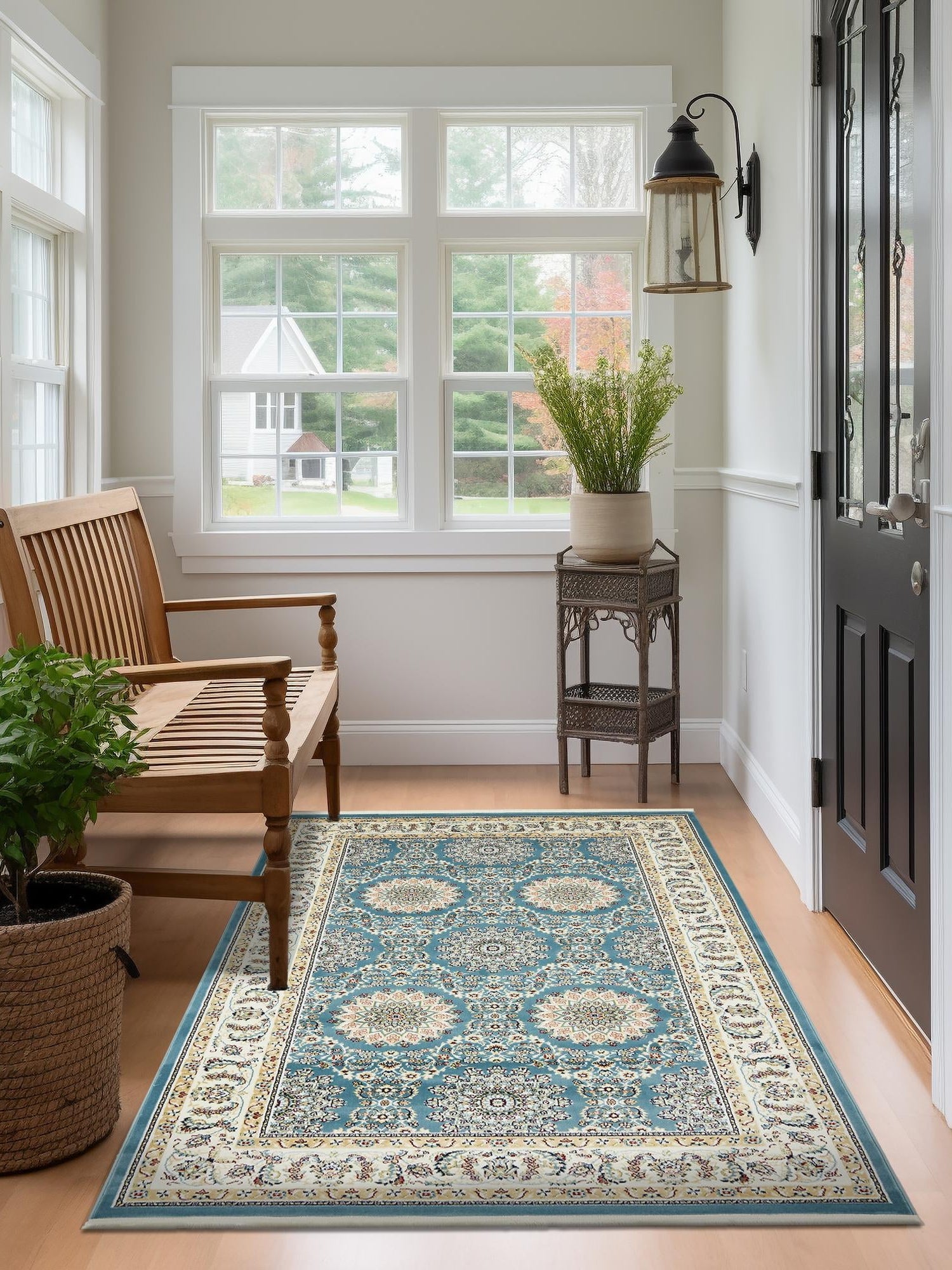 Blue 3' 1 x 5' 3 Narenj Rectangle Area Rug 85% Polypropylene & 15% Polyester Traditional Classic Carpet for Living, Dining, Bedrooms, Office for Sale at Rug Engine