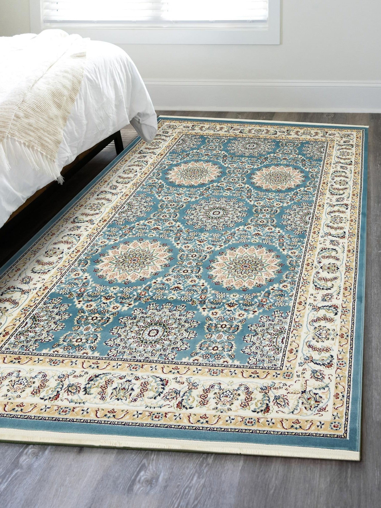 Blue 3' 1 x 5' 3 Narenj Rectangle Area Rug 85% Polypropylene & 15% Polyester Traditional Classic Carpet for Living, Dining, Bedrooms, Office for Sale at Rug Engine