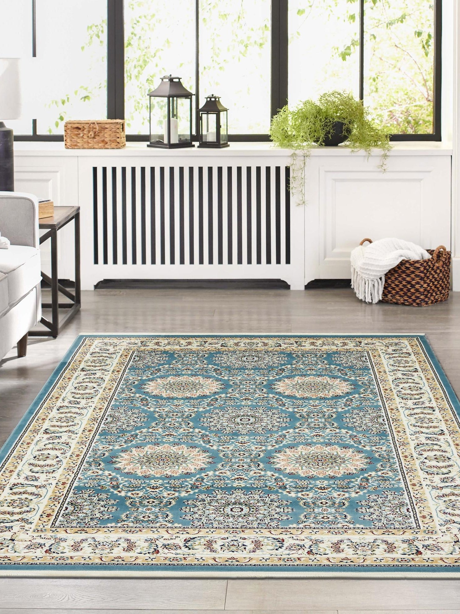 Blue 3' 1 x 5' 3 Narenj Rectangle Area Rug 85% Polypropylene & 15% Polyester Traditional Classic Carpet for Living, Dining, Bedrooms, Office for Sale at Rug Engine